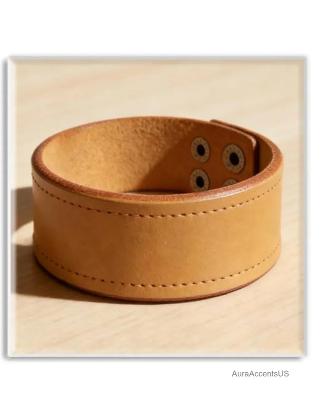 Wide Leather Cuff Bracelet Women Adjustable Punk Wristband Faux Leather
